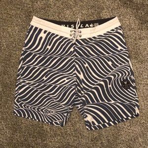 VISSLA Swim/Surf Shorts, Size 30, Blue & White